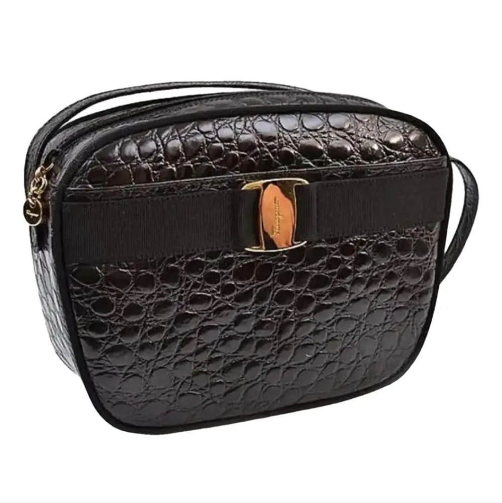 Salvatore Ferragamo Croco embossed crossbody bag